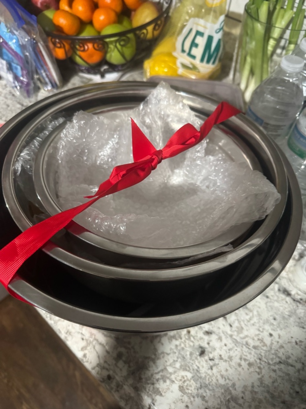 WORKHORSE Stainless Steel Mixing Bowl Set with Red Ribbon